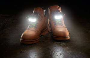 Night Shift Shoe Lights - Front View on Work Boots